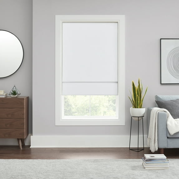 Eclipse Kylie Cordless 100% Blackout Window Roman Shade, 23 in wide x 64 in long, White
