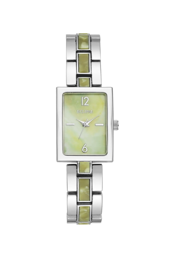 Ladies Adult Green Dial Tank Watch