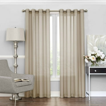 Eclipse Liberty Light Filtering Window Curtain 52 Inches Wide x 108 Inches Long, Single Window Curtain Panel, Grommet, Ecru Cream