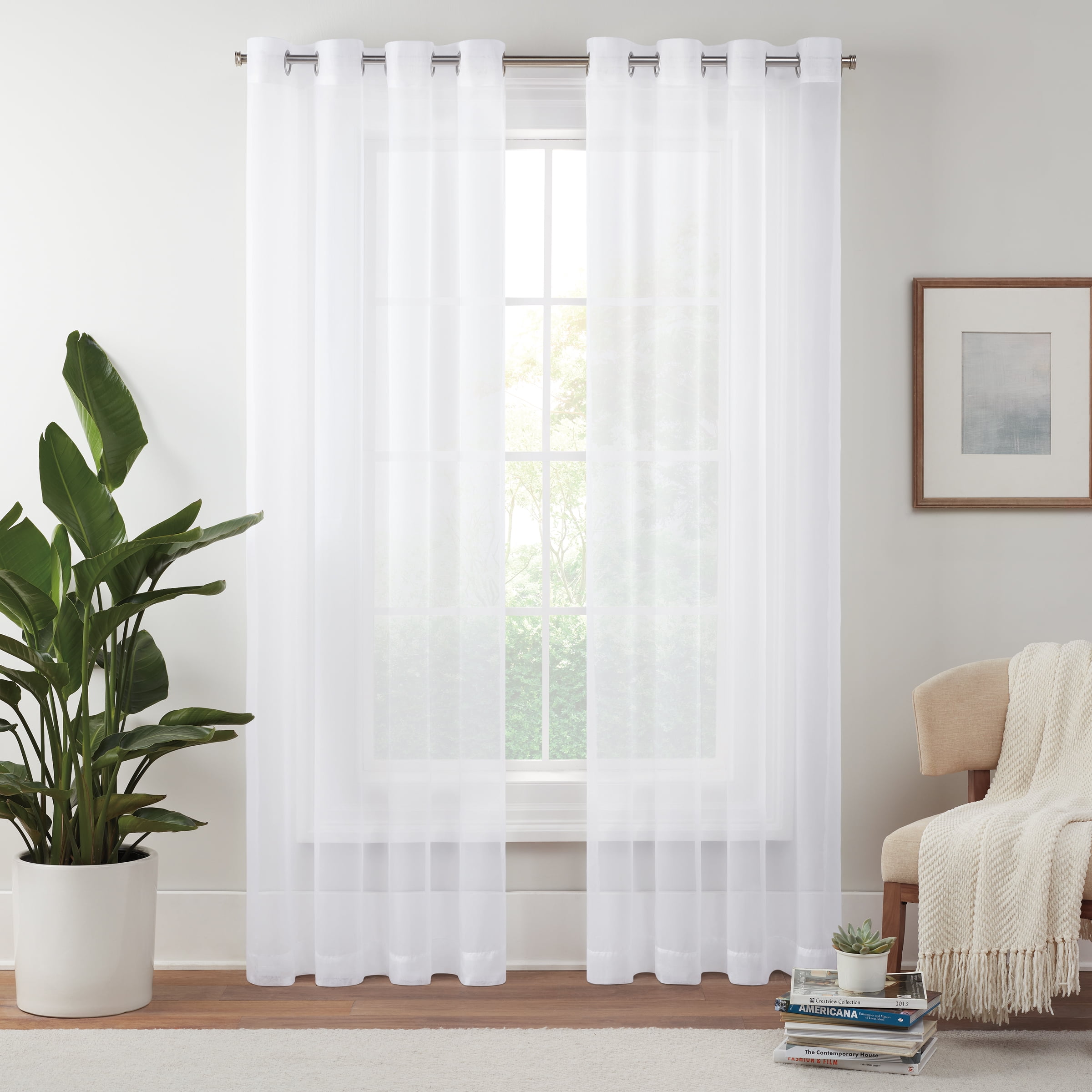 Eclipse Livia Sheer Rod Grommet 54 x 95 Curtain Panel in Teal