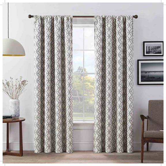 Eclipse Lollie Blackout Thermalayer, Rod Pocket Window Curtain Panel Pair, 2 Panels, 52 in Wide x 84 in Long, Grey