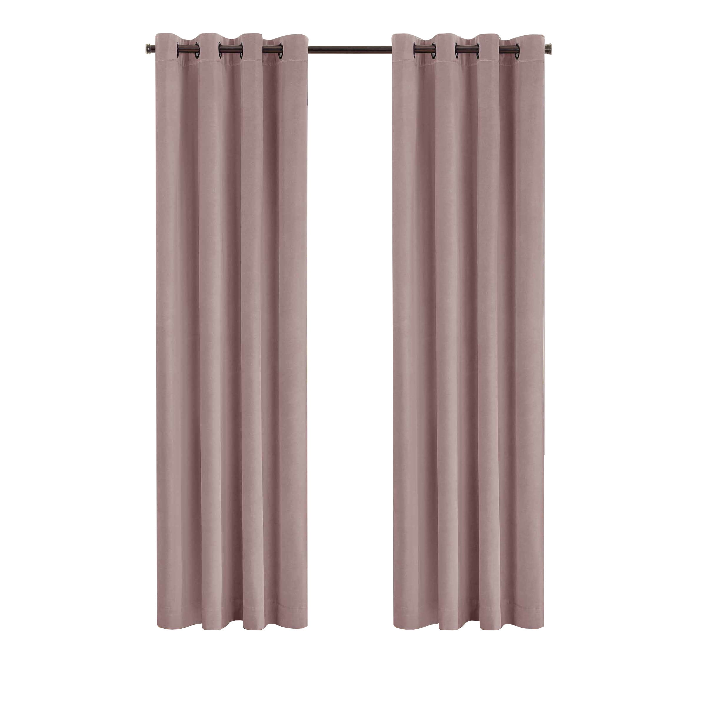 Eclipse Luxury Cotton Velvet, 100% Blackout, Grommet, Single Curtain Panel, 50"x108", Dusty Rose