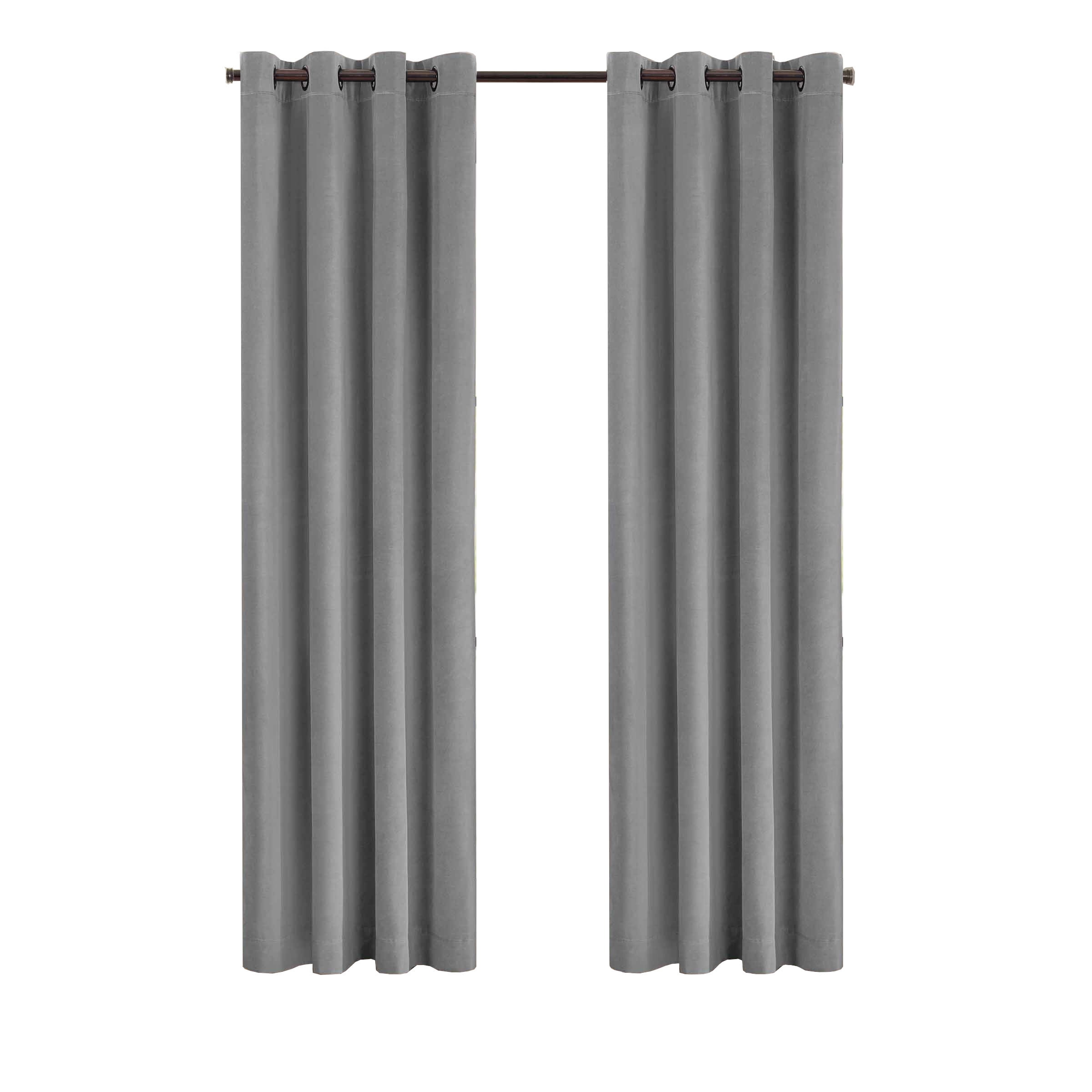 Eclipse Luxury Cotton Velvet, 100% Blackout, Grommet, Single Curtain Panel, 50"x96", Dark Grey
