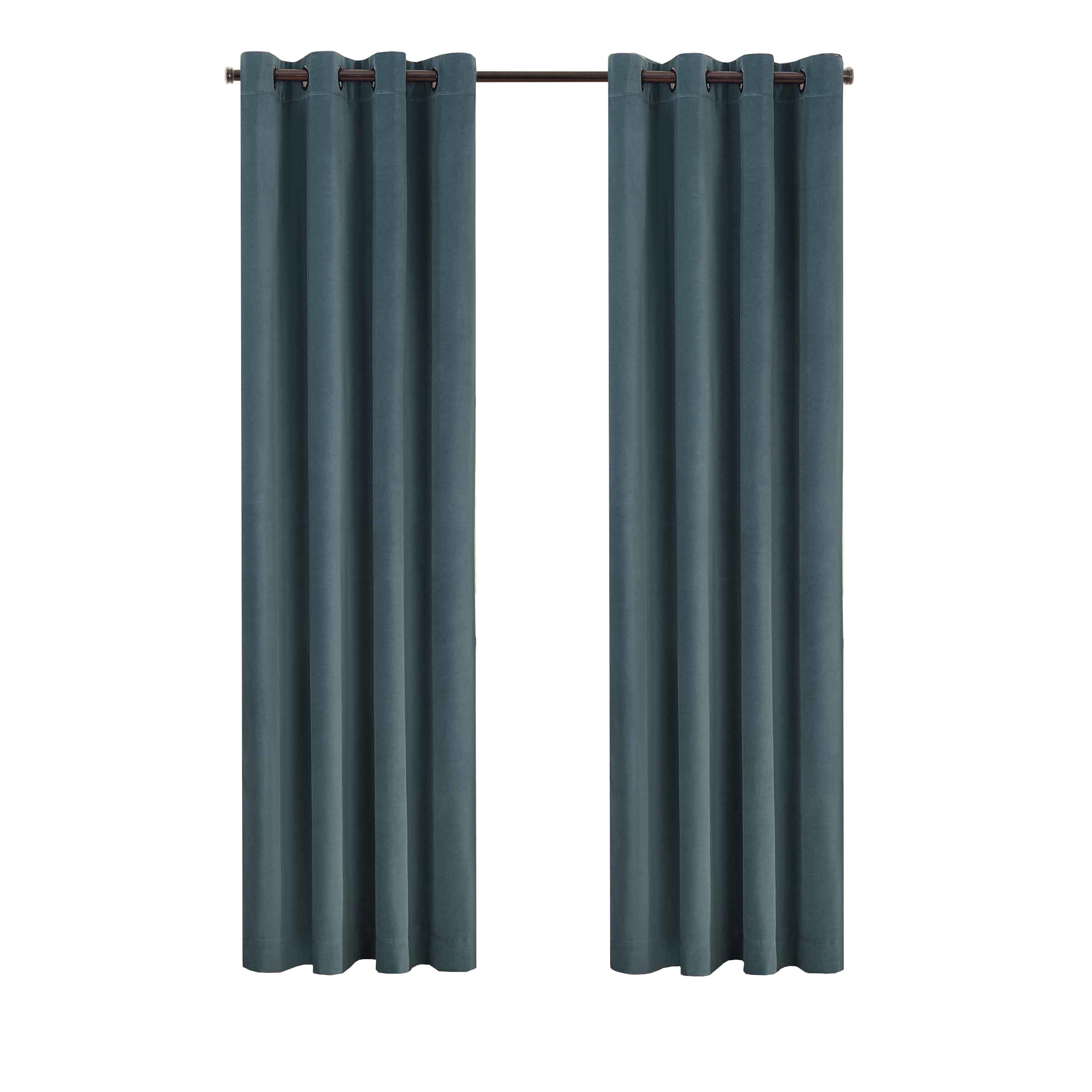 Eclipse Luxury Cotton Velvet, 100% Blackout, Grommet, Single Curtain Panel, 50"x96", Mineral Blue