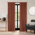 thumbnail image 1 of Eclipse Luxury Cotton Velvet 100% Blackout Rod Pocket Back Tab 96" x 50" Curtain Window Panel in Copper, 1 of 7