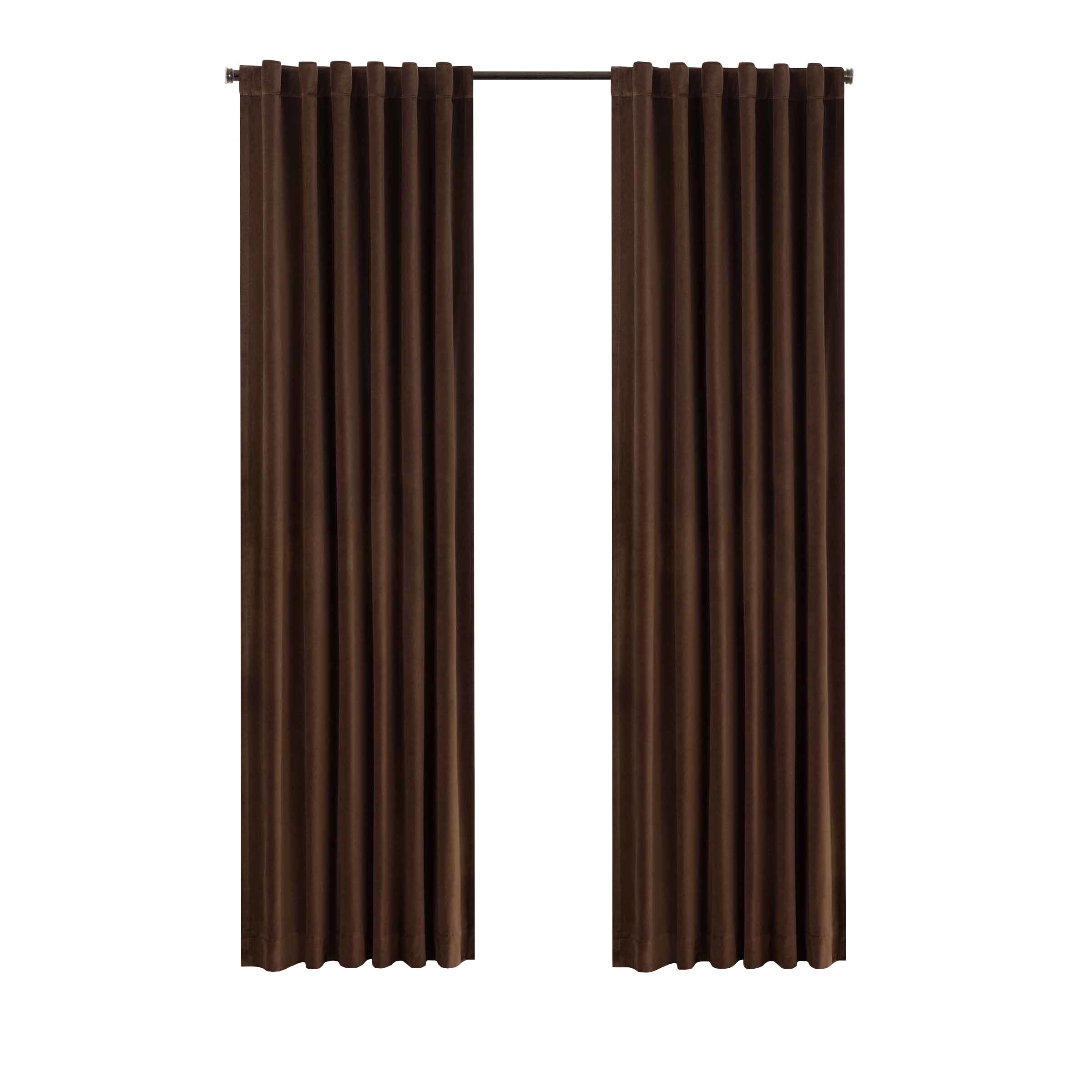 Eclipse Luxury Cotton Velvet, 100% Blackout, Rod Pocket, Single Curtain Panel, 50"x84", Chocolate