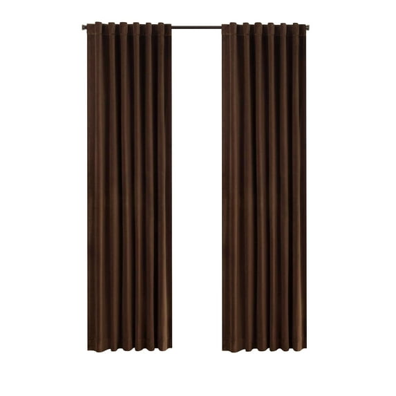 Eclipse Luxury Cotton Velvet, 100% Blackout, Rod Pocket, Single Curtain Panel, 50"x84", Chocolate