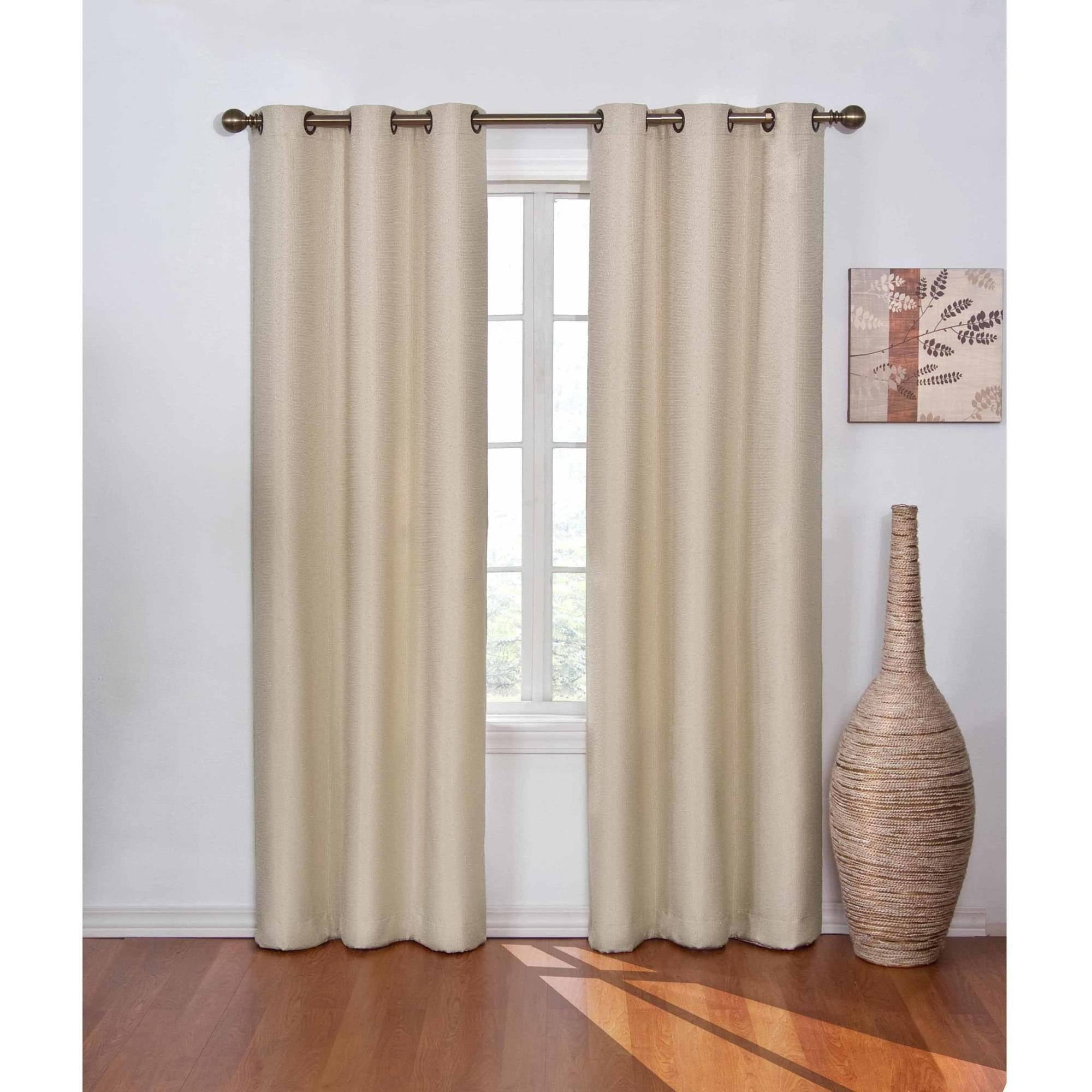 Eclipse Madison Solid Blackout Grommet Top Single Window Curtain Panel, Beige, 42 x 63