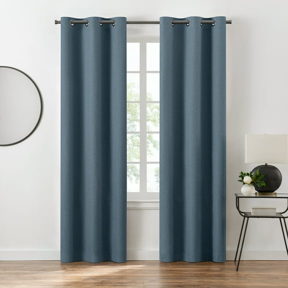 Eclipse Marston Room Darkening Solid 2 Pack Window Curtain Panels, Grommet - 37" W x 63" L - Indigo