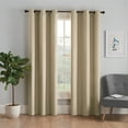 thumbnail image 1 of Eclipse Microfiber Blackout Grommet Curtains, Solid Thermaback Window Curtains (1 Panel), 42 In wide x 63 In long, Beige, 1 of 3