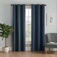 thumbnail image 1 of Eclipse Microfiber Blackout Grommet Curtains, Solid Thermaback Window Curtains (1 Panel), 42 In wide x 63 In long, Navy, 1 of 3