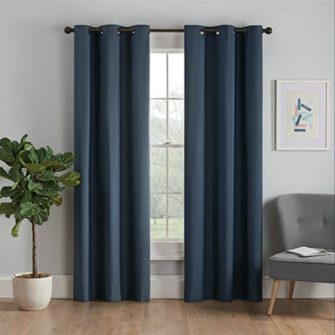 Eclipse Microfiber Blackout Grommet Curtains, Solid Thermaback Window Curtains (1 Panel), 42 In wide x 63 In long, Navy