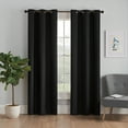 thumbnail image 1 of Eclipse Microfiber Blackout Grommet Curtains, Solid Thermaback Window Curtains (1 Panel), 42 In wide x 95 In long, Black, 1 of 3