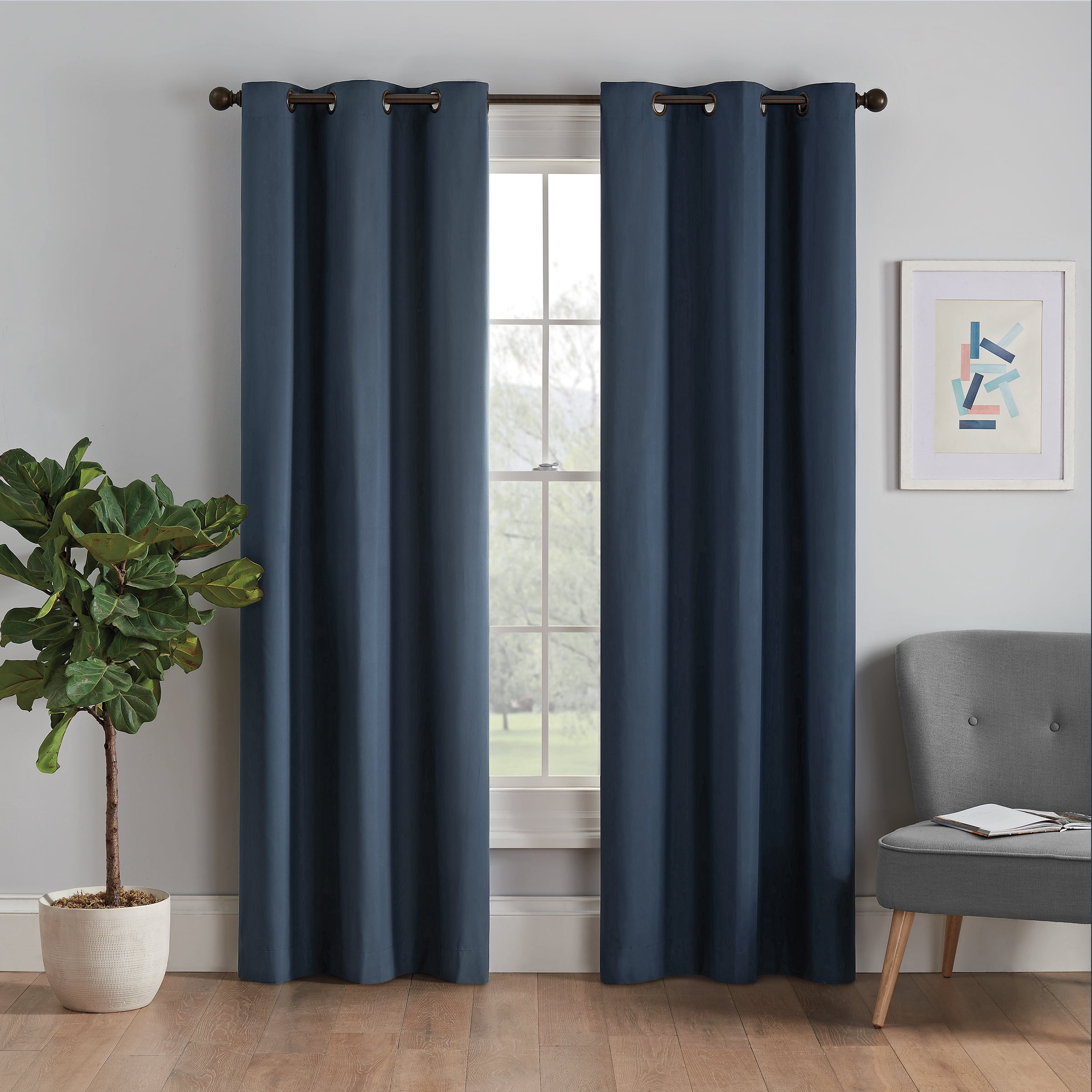 Microfiber Blackout Grommet Curtains, Solid Thermaback Window Curtains