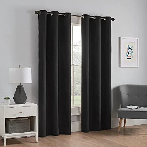 Eclipse Microfiber Total Privacy Blackout Thermal Grommet Window Curtain For