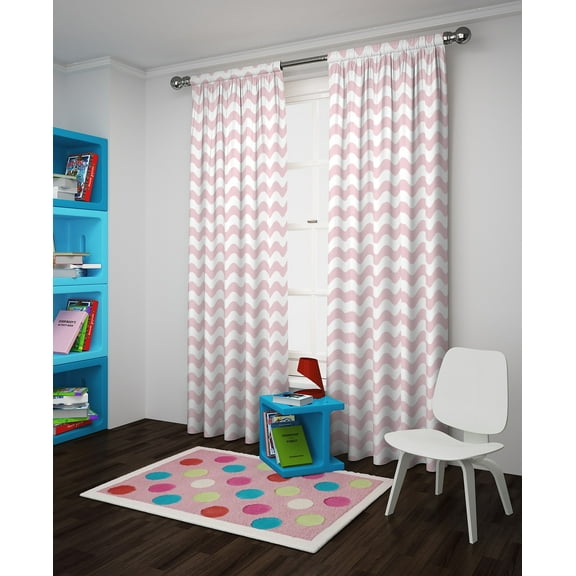 Eclipse My Scene Wavy Chevron Thermaback Blackout 42 x 84 Curtain Panel in Magnolia
