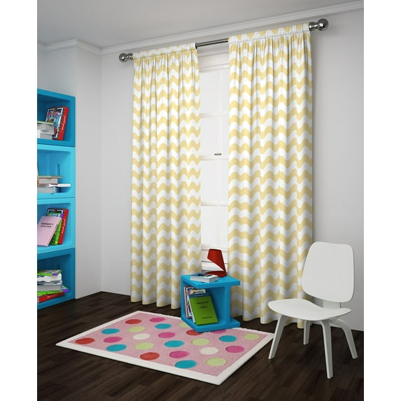 Eclipse My Scene Wavy Chevron Thermaback Blackout 42 x 84 Curtain Panel in Yellow
