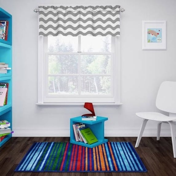 Eclipse My Scene Wavy Chevron Thermaback Blackout Window Curtain, 42 In wide x 18 In long, Grey