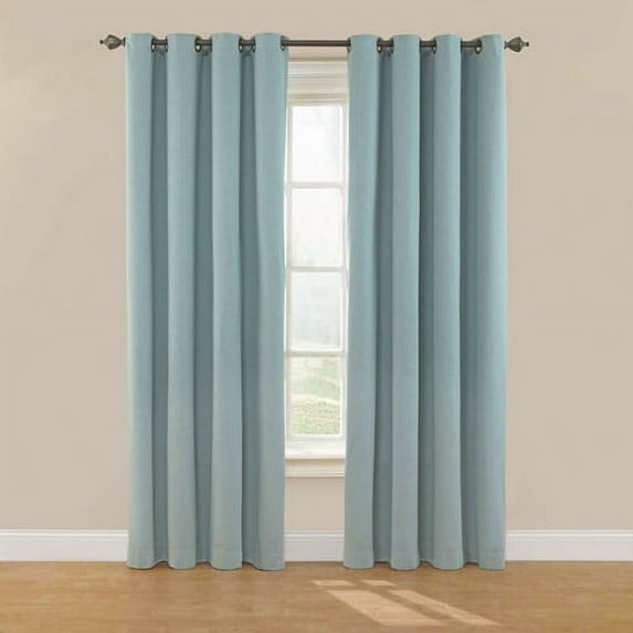 Eclipse Nadya Solid Room Darkening Grommet Top Single Window Curtain Panel, Blue, 52 x 84
