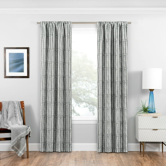 Eclipse Naya Geometric Thermaweave Blackout Rod Pocket 37 x 84 Curtain Panel in Grey