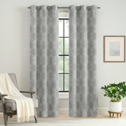 Eclipse Neva Magnitech 100% Blackout Curtain, Grommet Window Curtain Panel, Seamless Magnetic Closure for Bedroom, Living Room or Nursery, 84 in long x 37 in wide, (2 Panels), Silver