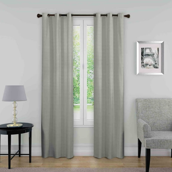 Eclipse Nikki Solid 100% Blackout Themaback Grommet Window Curtain, 40 In Wide x 63 In Long, Grey