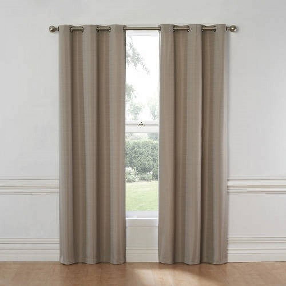 Eclipse Nottingham Blackout Grommet Top Single Curtain Panel, Beige, 40 x 84