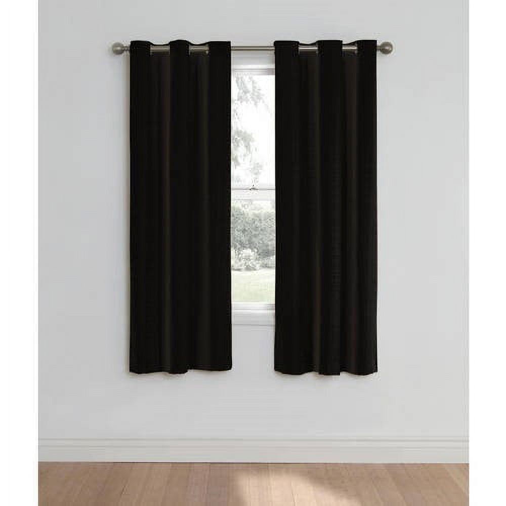 Eclipse Nottingham Blackout Grommet Top Single Curtain Panel, Black, 40 x 63