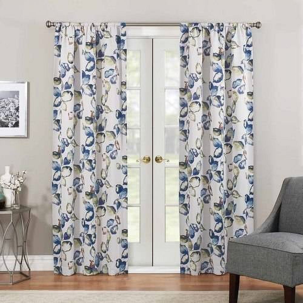 Eclipse Paige Floral Print Room Darkening Rod Pocket Single Window Panel, Multi-Color, 37 x 84