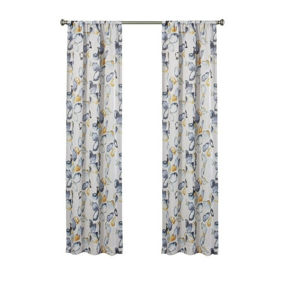 Eclipse Paige Floral Print Room Darkening Rod Pocket Single Window Panel, Multi-Color, 37 x 95
