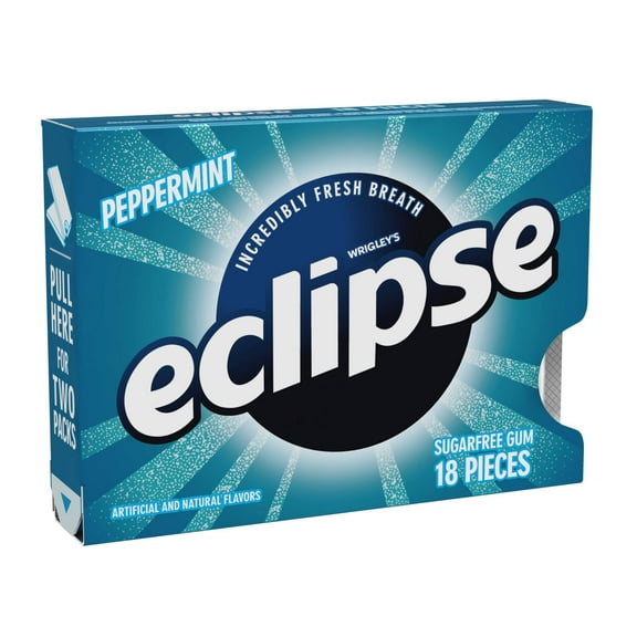 Eclipse Peppermint Sugarfree Gum - 8 count per pack -- 18 packs per case.