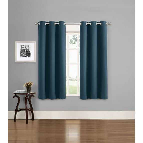 Eclipse Phoenix Solid Blackout Curtains, Set of 2, 63 Inch Long Blackout Curtains, 37"W x 63"L, Indigo