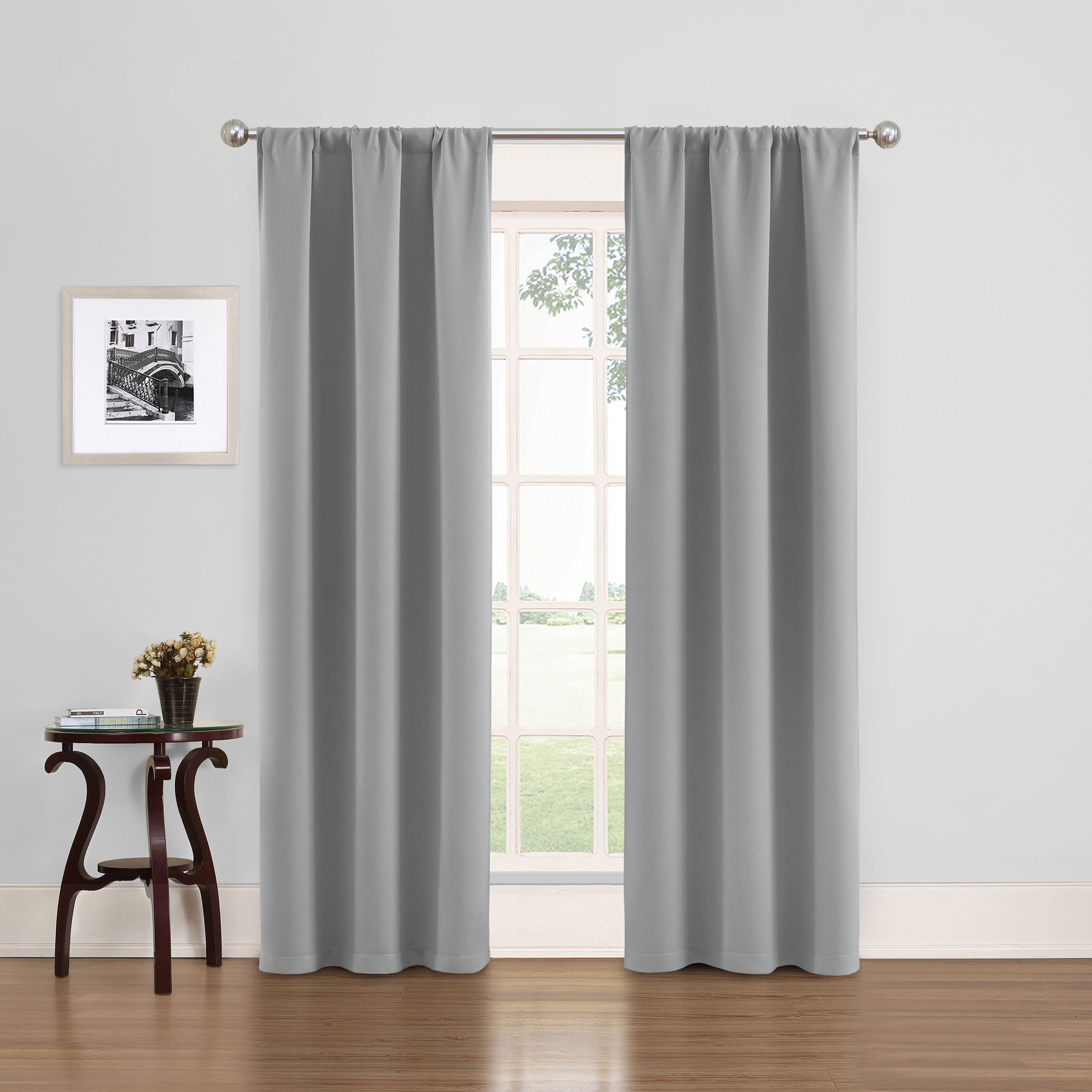 Eclipse Phoenix Blackout Curtain Panel Pair, Light Gray, 37" W x 84" L