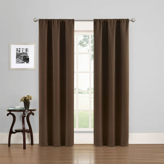 Eclipse Phoenix Blackout Curtain Rod Pocket Panel, Set of 2, Chocolate Brown, 37" W x 84" L