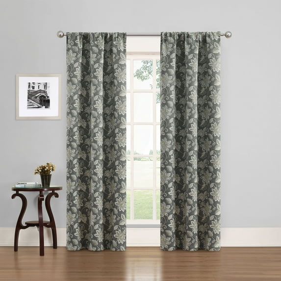 Eclipse Phoenix Solid Blackout Curtains, Set of 2, 84 Inch Long Blackout Curtains, 37"W x 84"L, Grey