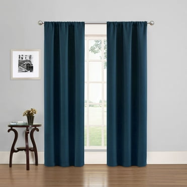 Eclipse Phoenix Blackout Curtain Rod Pocket Panel, Set of 2, Indigo Blue, 37" W x 84" L