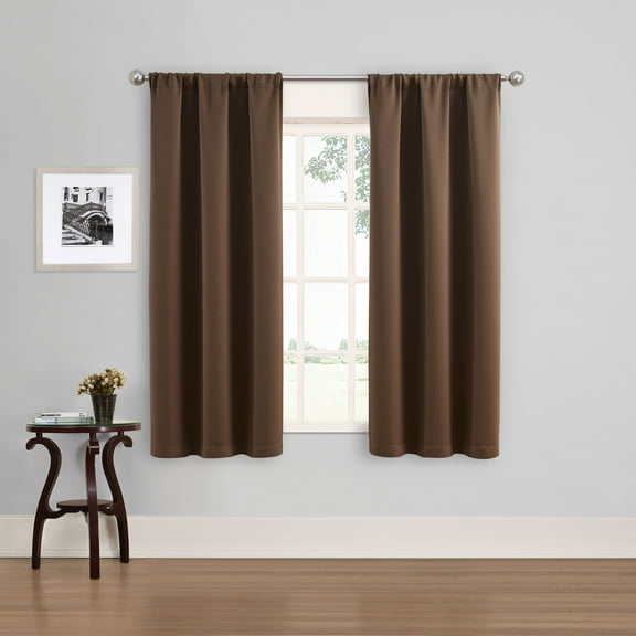 Eclipse Phoenix Solid Blackout Curtains, 84 Inch Long, Set of 2, Chocolate, 37" W x 84" L