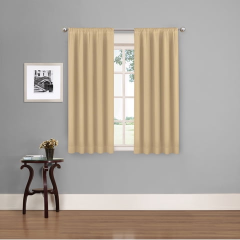 Eclipse Phoenix Solid Blackout Curtains, 63 Inch Long, Set of 2, Wheat, 37" W x 63" L