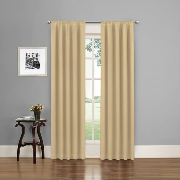 Eclipse Phoenix Solid Blackout Curtain Rod Pocket Panel, Set of 2, Wheat, 37"W x 84"L