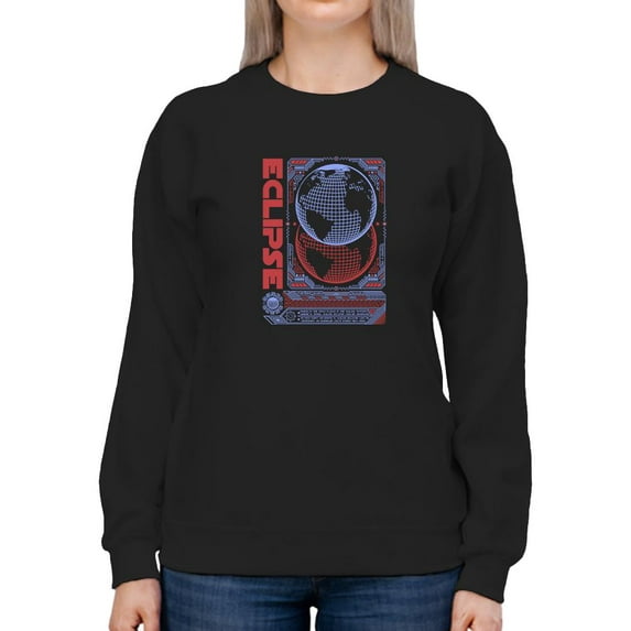 Eclipse Planet Techno Style Sweatshirt Women -Image by Shutterstock, Female x-Large