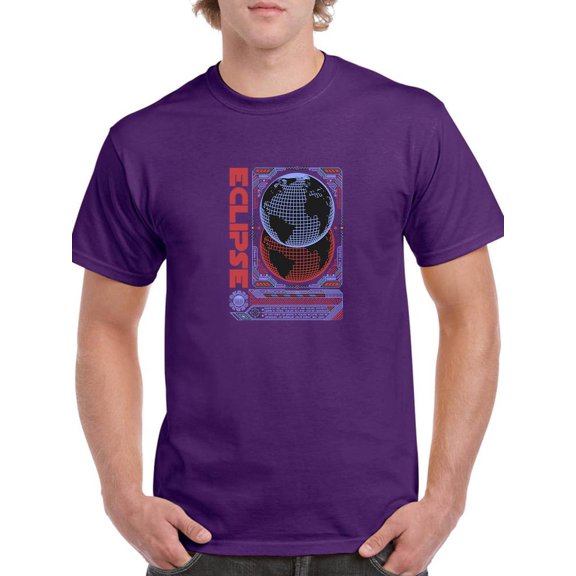 Eclipse Planet Techno Style T-Shirt Men -Image by Shutterstock, Male Small