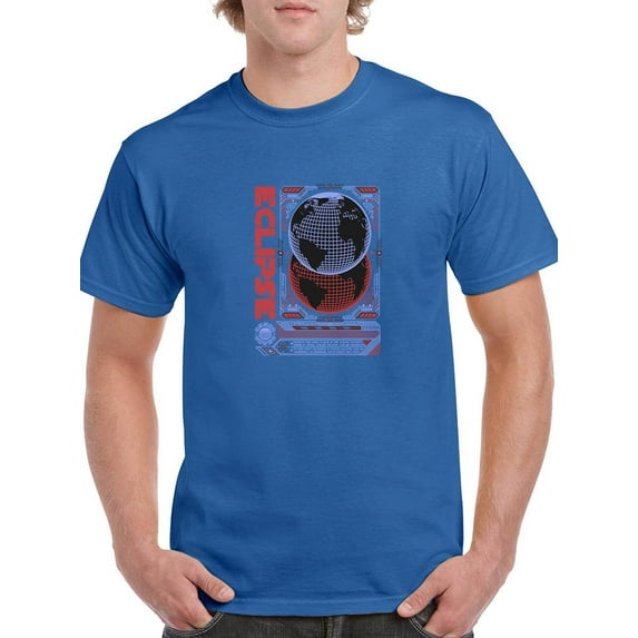 Eclipse Planet Techno Style T-Shirt Men -Image by Shutterstock, Male XX-Large