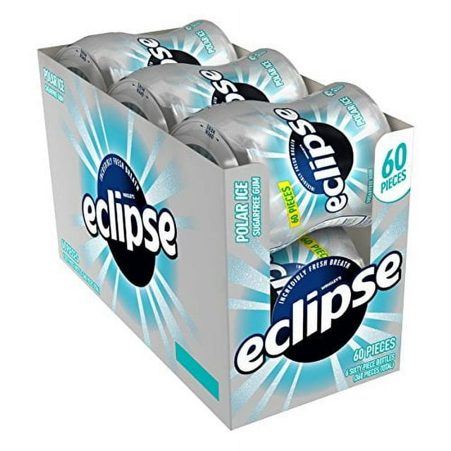 Eclipse Polar Ice SugarFree Gum, Refreshing Minty Flavor, 60Piece Bottle, 6Pack