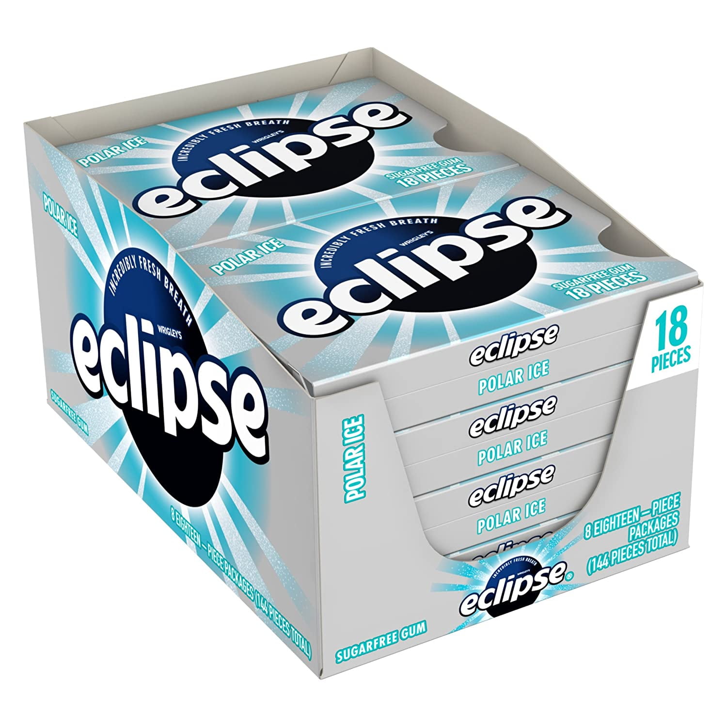 Eclipse Polar Ice Sugarfree Gum, 18 Piece (Pack of 8)