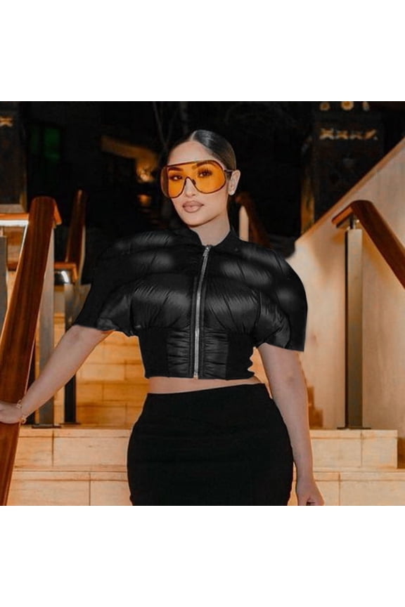 Eclipse Puff Crop Jacket (L, Black)