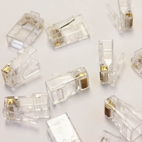 Eclipse QuikThru Modular Plug Connectors, CAT5e/6, External Shield, 3 prong, 50 gold, Sold 50/ Zack pack (902-563-50)