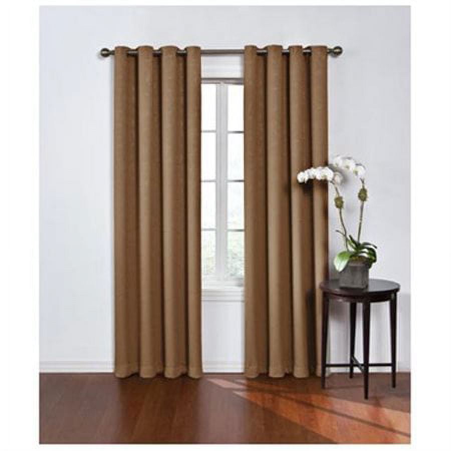 Eclipse Round and Round Pattern Blackout Grommet Top Window Curtain Panel, Brown, 52x84