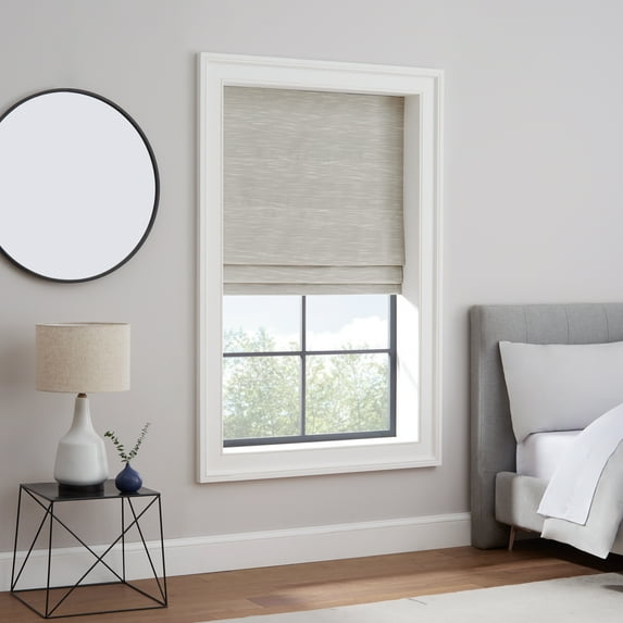 Eclipse Rozel Cordless 100% Blackout Window Roman Shade, 27 in wide x 64 in long, Linen