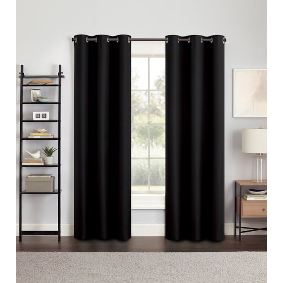 Eclipse Samara Blackout Grommet Single Curtain Panel, Black, 42 x 84