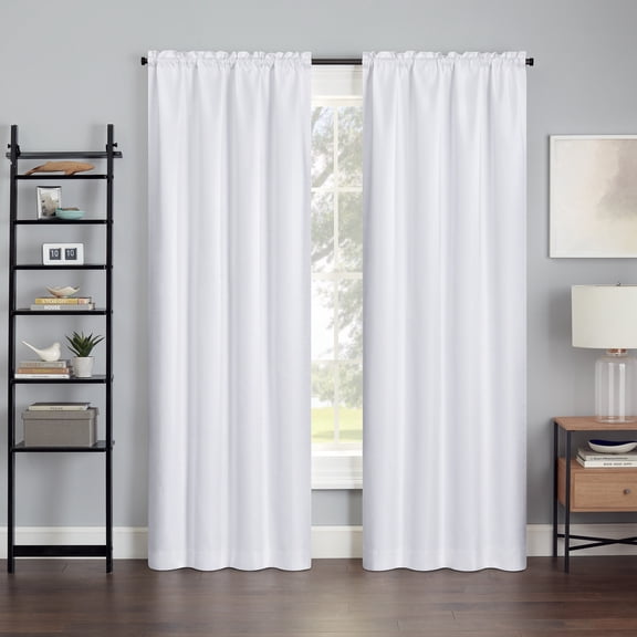 Eclipse Samara Solid Blackout Curtains, Single Curtain Panel, 63 Inch Long Blackout Curtains, 42" W x 63" L, White